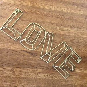 Wedding sign or wall decor Metal love sign wall hanging gold color